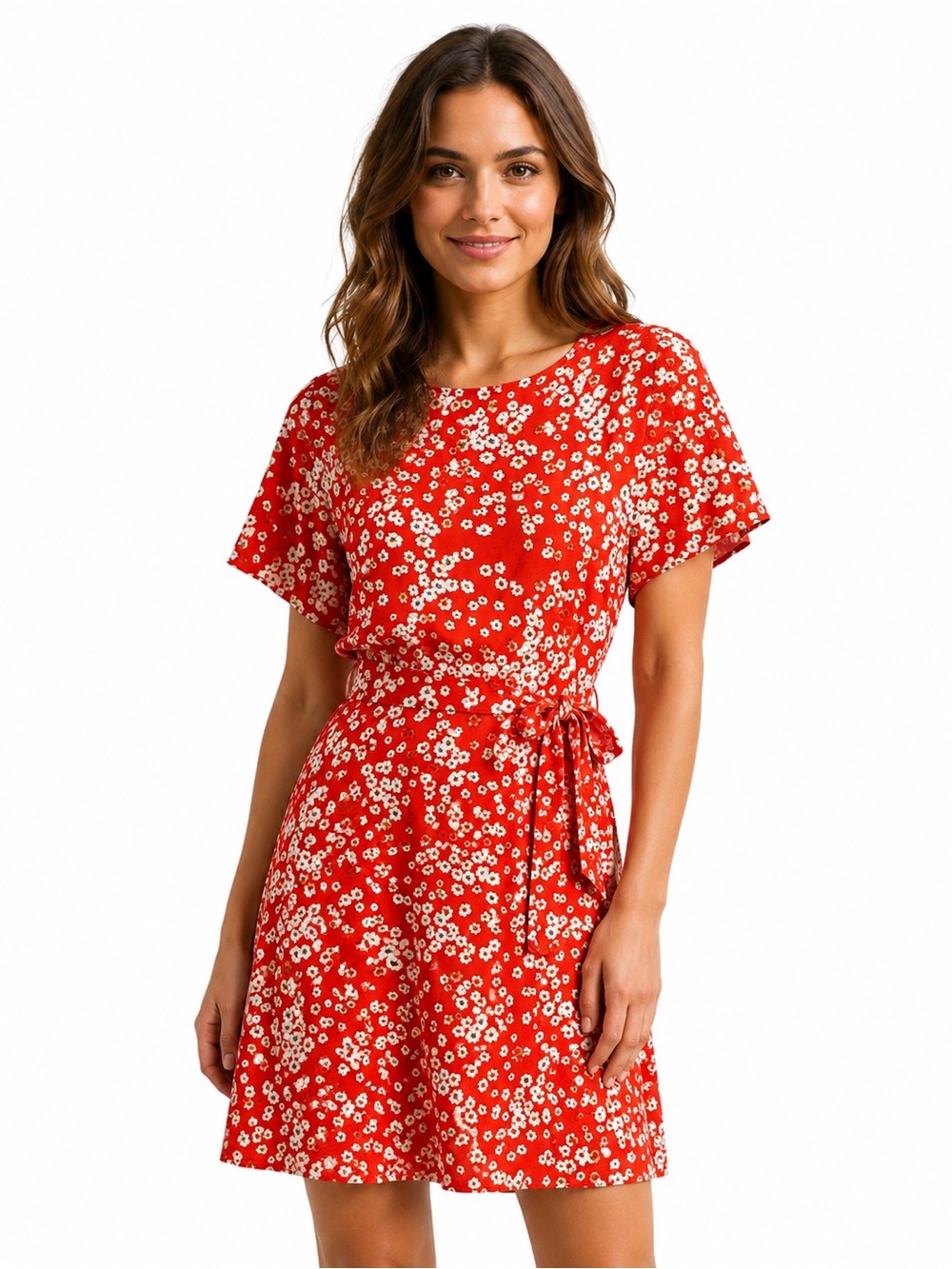 Banana Republic Red Mini Dress with White Floral Print